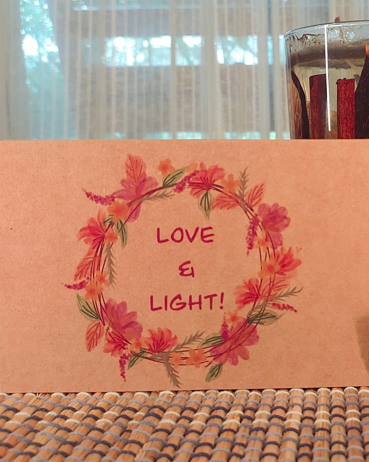 Flower Wreath - Brown (Pack of 20 cards+envelopes)