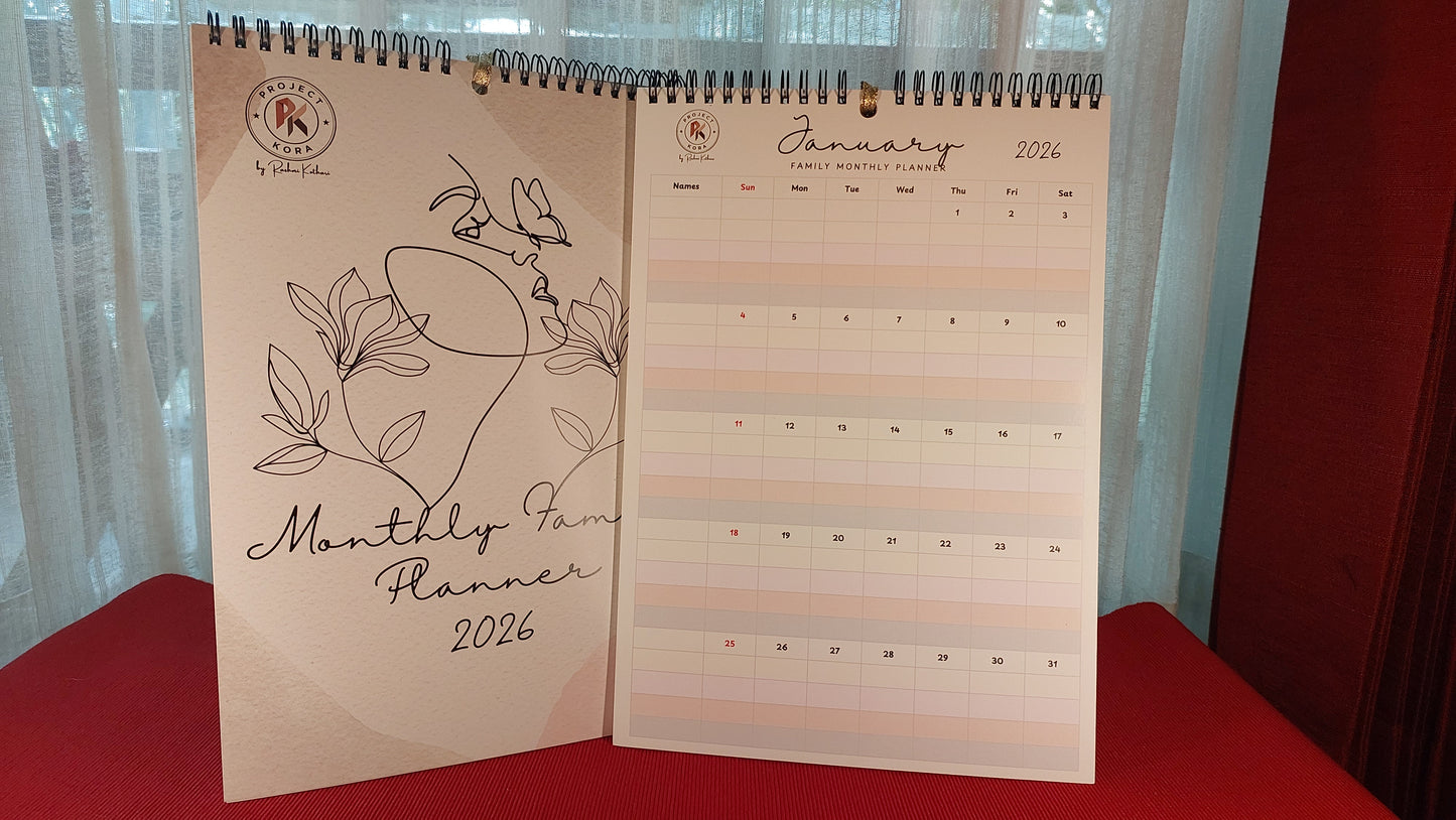 2026 Monthly Planner for Family